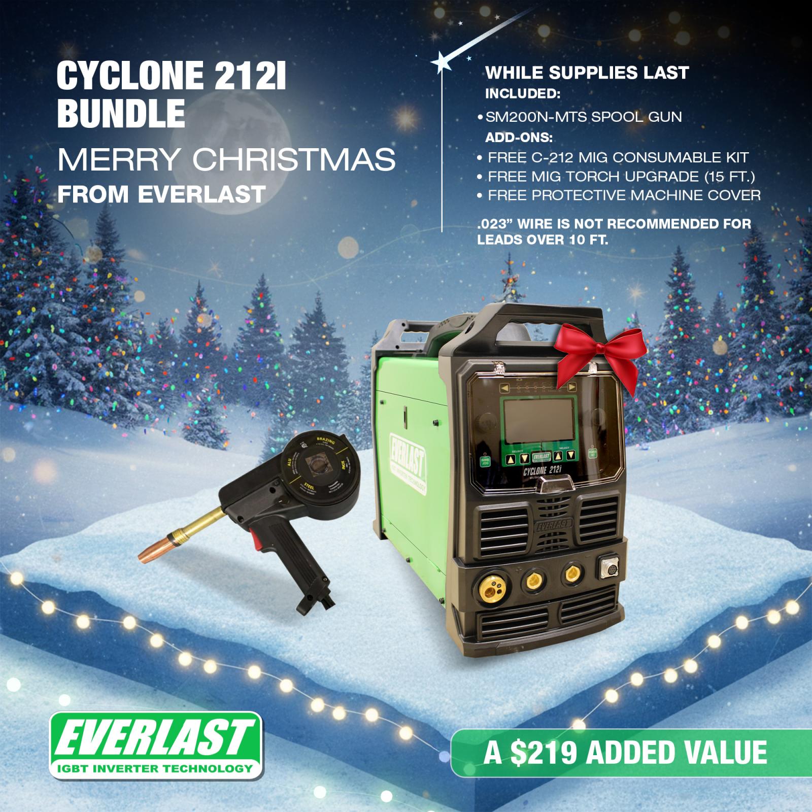 BUNDLE Package: Cyclone 212i & SM200N-MTS Spool Gun | Everlast